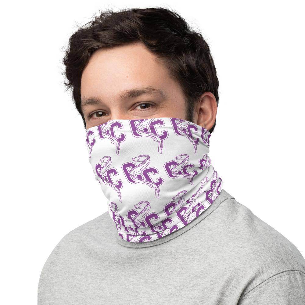 Clay City HS Neck Gaiter - purple on white - EdgyHaute