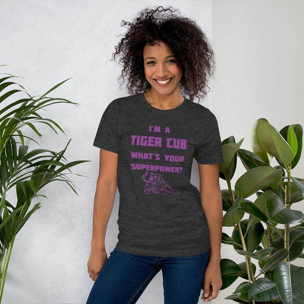 Greencastle HS Tiger Cubs - Superpower (purple)  -  Short-Sleeve Unisex T-Shirt - EdgyHaute