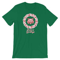 South Vermillion HS Wildcats - Season's Greetings wreath (red/white)  - Short-Sleeve Unisex T-Shirt - EdgyHaute
