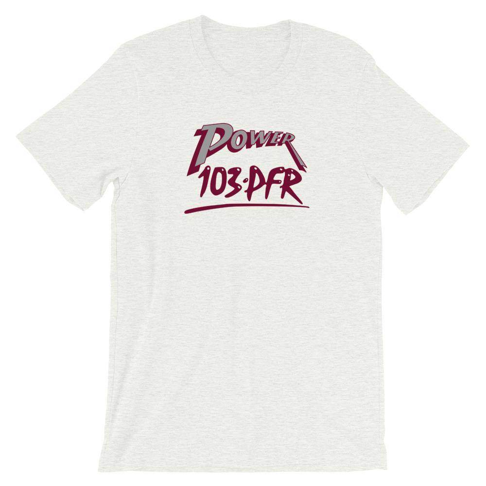 WPFR 103 - Power 103 (gray/maroon) - Terre Haute Indiana  -  Short-Sleeve Unisex T-Shirt - EdgyHaute