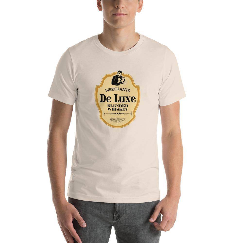 Deluxe Bourbon Whiskey/Merchants Distilling (design 4) - Terre Haute Indiana - Short-Sleeve Unisex T-Shirt - EdgyHaute