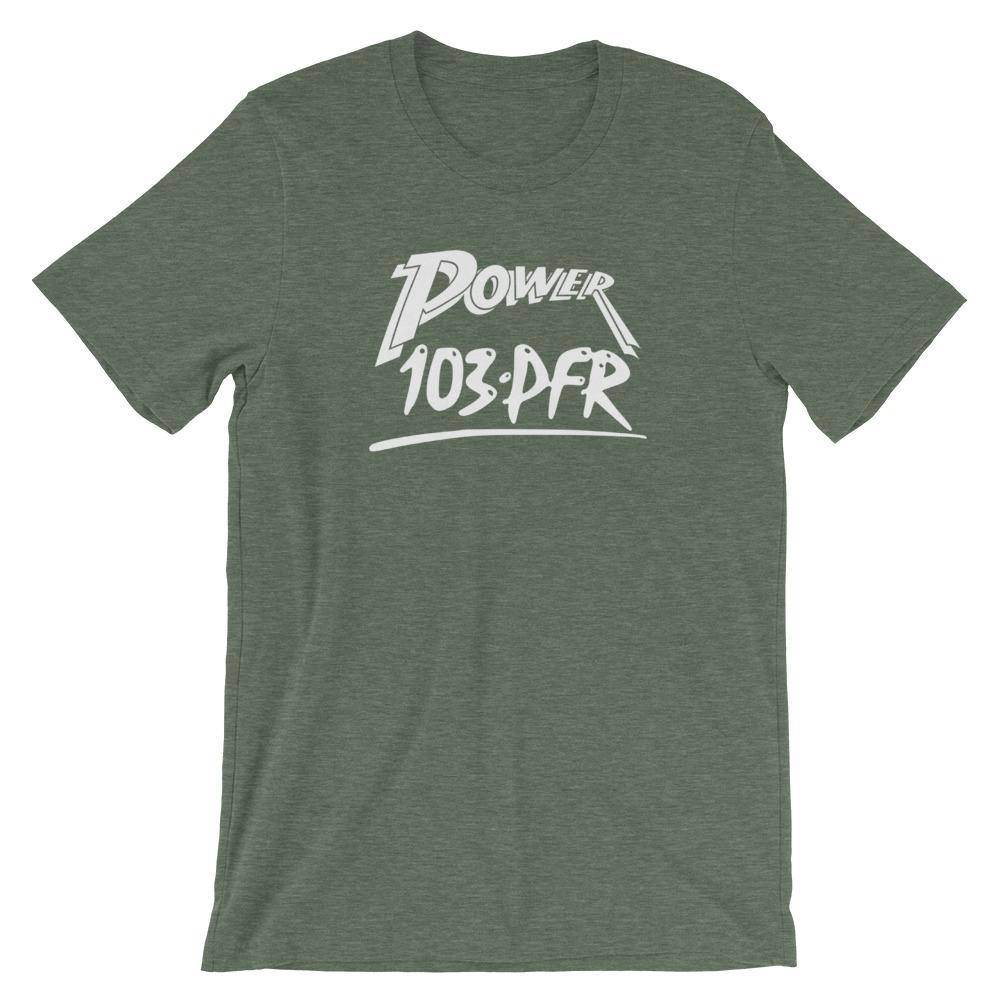 WPFR 103 - Power 103 (white) - Terre Haute Indiana  -  Short-Sleeve Unisex T-Shirt - EdgyHaute