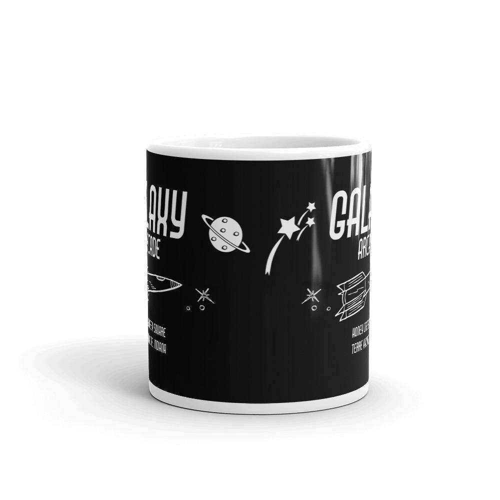 Galaxy Arcade (white on black) - Terre Haute Indiana  -  Coffee Mug - EdgyHaute