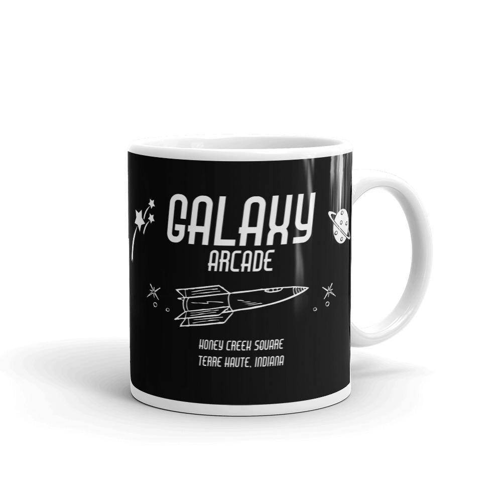 Galaxy Arcade (white on black) - Terre Haute Indiana  -  Coffee Mug - EdgyHaute