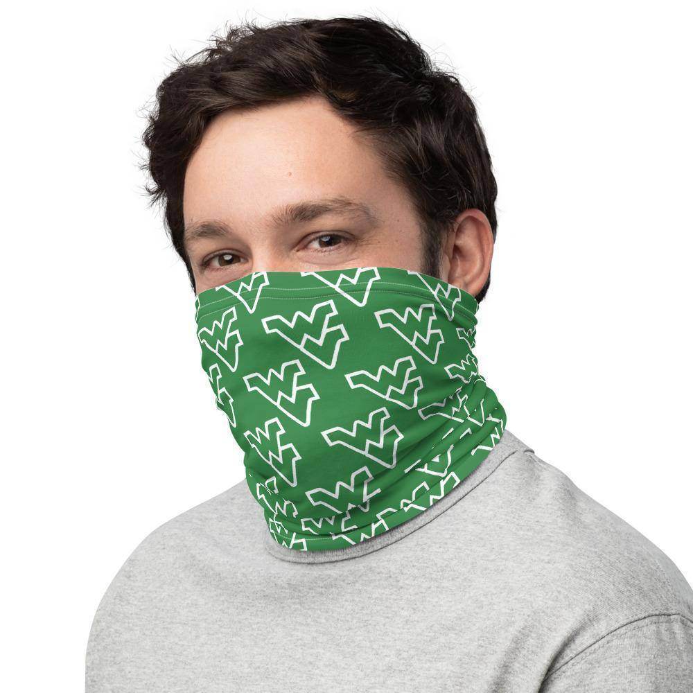 West Vigo HS Vikings Neck Gaiter - white on green - EdgyHaute