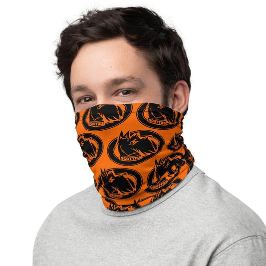 Sarah Scott MS Neck Gaiter - black on orange - EdgyHaute