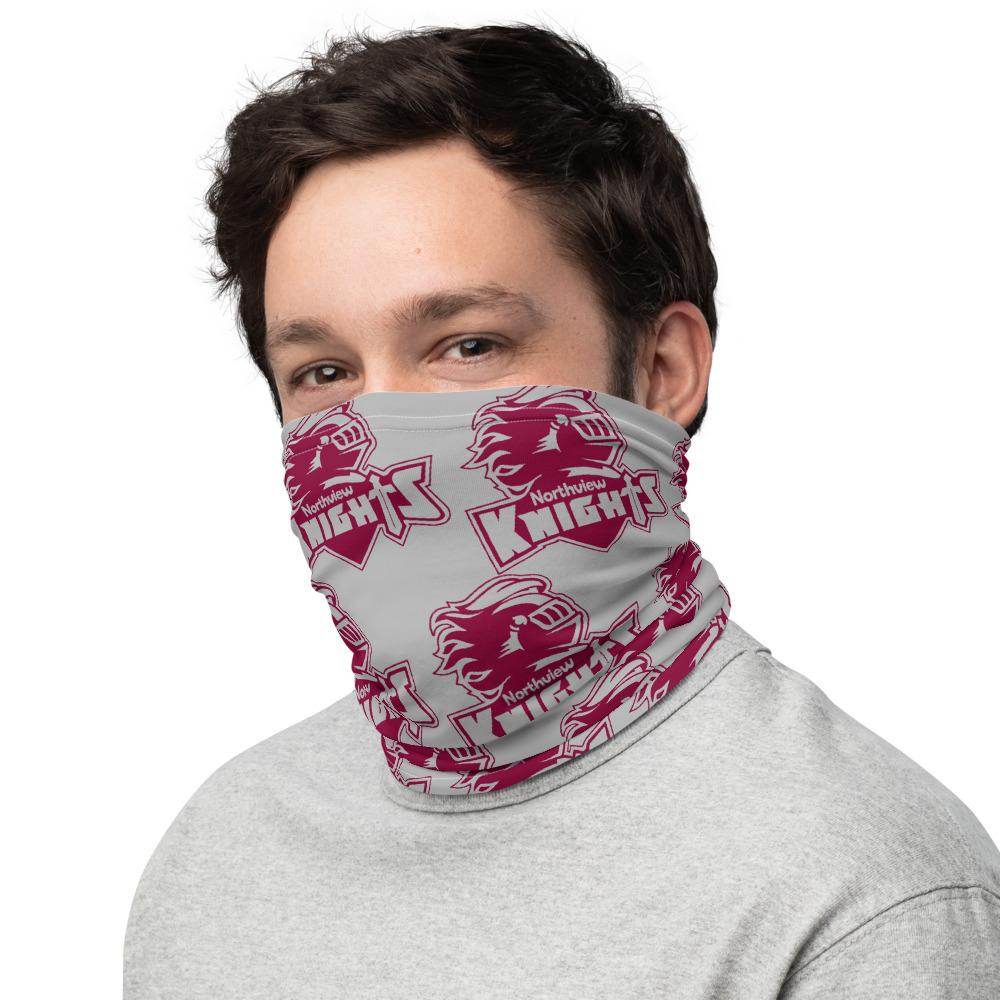 Northview HS Neck Gaiter - maroon on gray - EdgyHaute