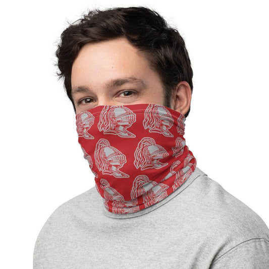 Woodrow Wilson MS Warriors Neck Gaiter - gray on red - EdgyHaute