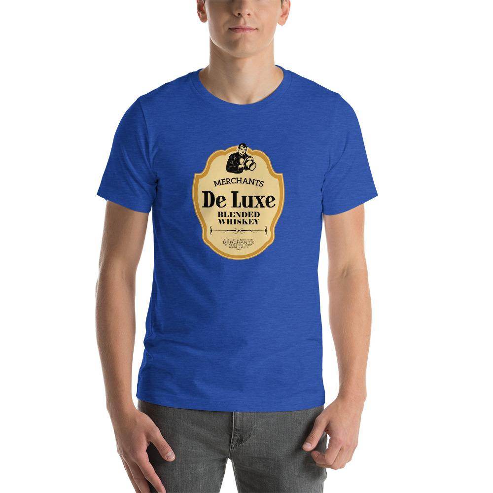 Deluxe Bourbon Whiskey/Merchants Distilling (design 4) - Terre Haute Indiana - Short-Sleeve Unisex T-Shirt - EdgyHaute