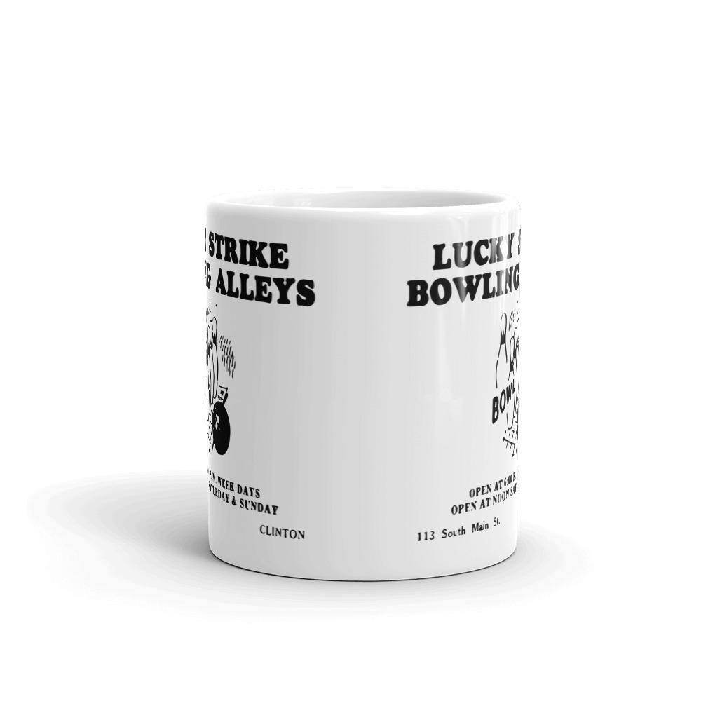 Lucky Strike Bowling - Design 1 (black) - Clinton Indiana  -  Coffee Mug - EdgyHaute