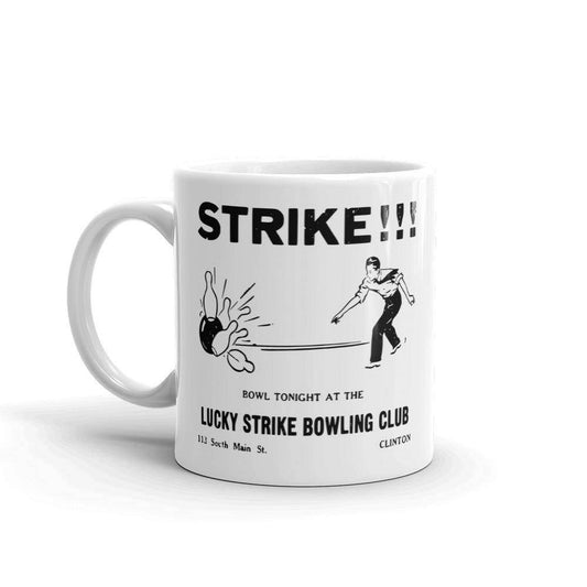 Lucky Strike Bowling - Design 2 (black) - Clinton Indiana   -  Coffee Mug - EdgyHaute