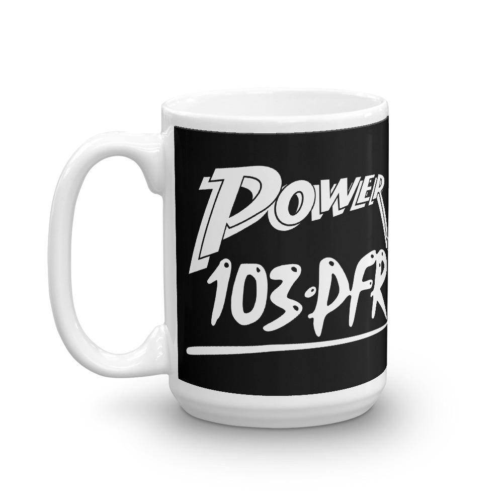 WPFR 103 - Power 103 (white/black) - Terre Haute Indiana  -  Coffee Mug - EdgyHaute