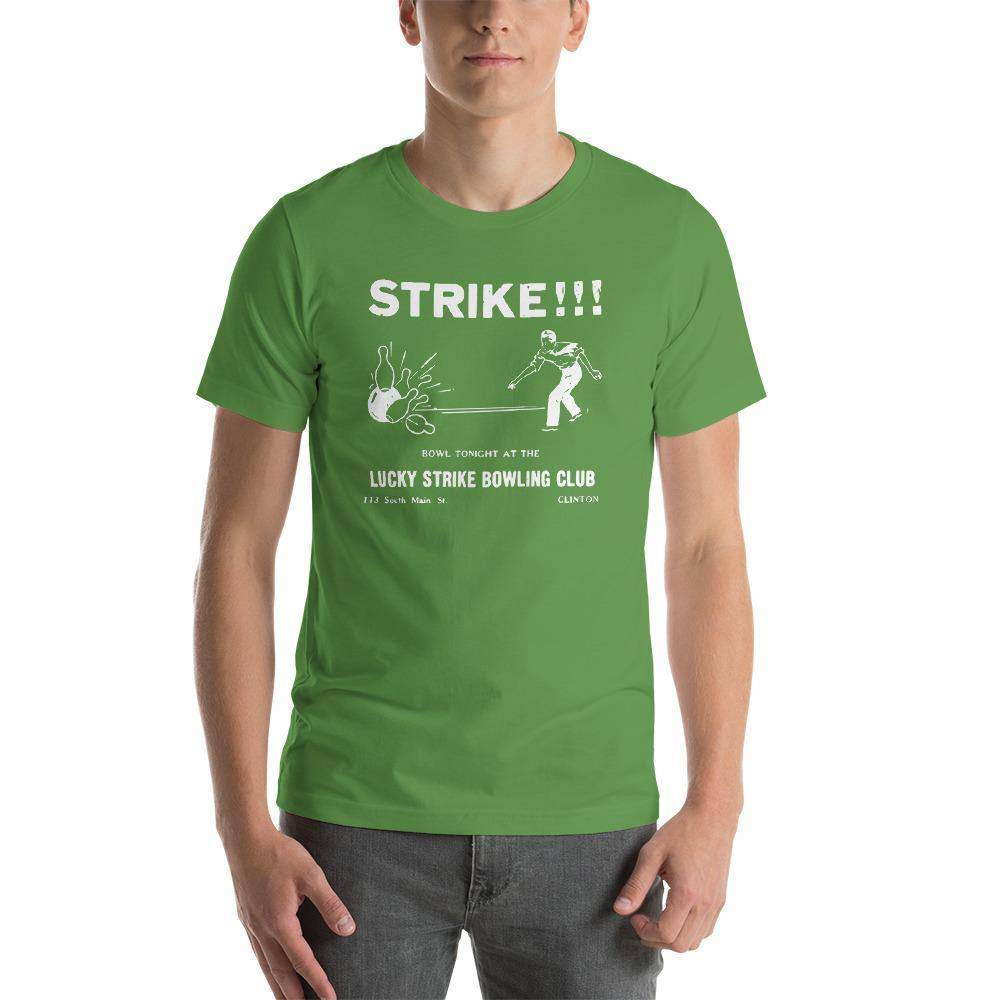 Lucky Strike Bowling - Design 2 (white) - Clinton Indiana   -  Short-Sleeve Unisex T-Shirt - EdgyHaute