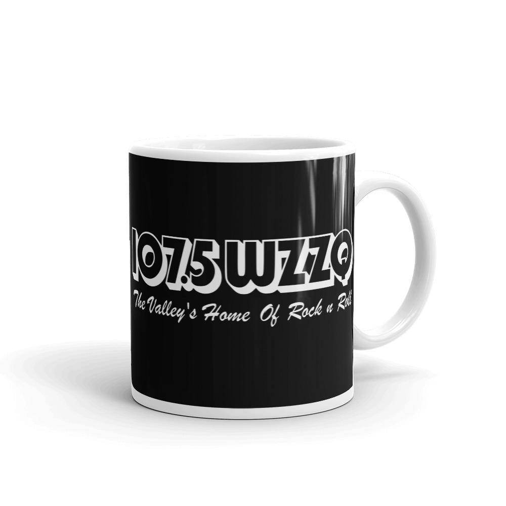 WZZQ 107.5 (white with black background) - Terre Haute Indiana  -  Coffee Mug - EdgyHaute