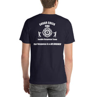 IN-Vigo County-Sugar Creek Fire-Zombie Response Team (white) - Short-Sleeve Unisex T-Shirt - EdgyHaute