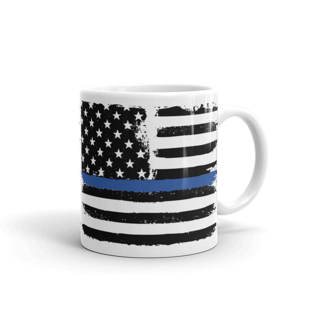 Thin Blue Line - American Flag - Law Enforcement  -  Coffee Mug - EdgyHaute