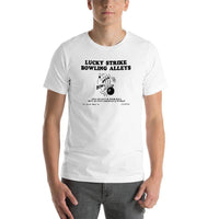 Lucky Strike Bowling Alley - Design 1 (black) - Clinton Indiana   -  Short-Sleeve Unisex T-Shirt - EdgyHaute