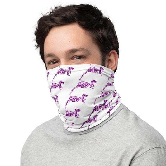 Otter Creek MS Neck Gaiter - purple on white - EdgyHaute