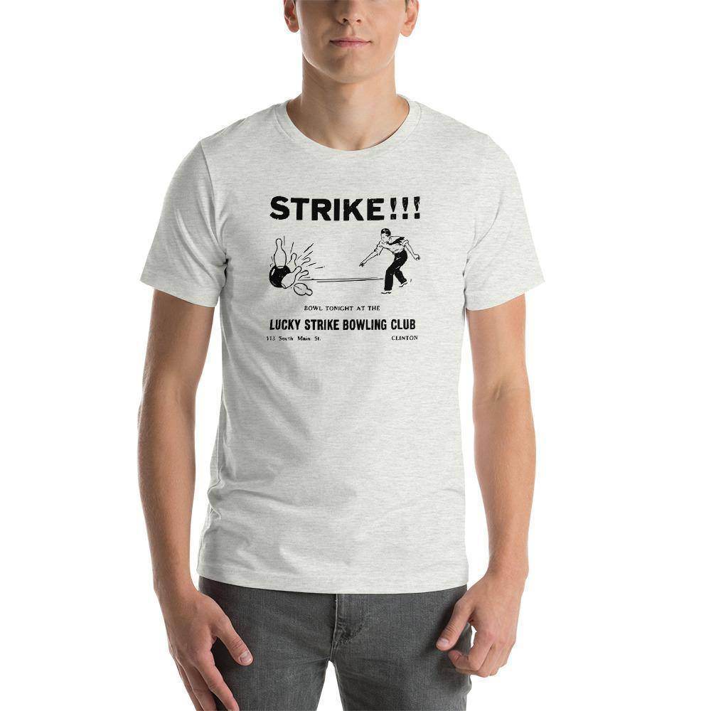 Lucky Strike Bowling Alley - Design 2 (black) - Clinton Indiana   -  Short-Sleeve Unisex T-Shirt - EdgyHaute