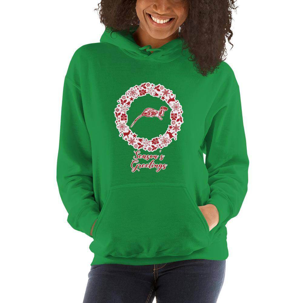 Otter Creek MS Otters - Season's Greetings wreath (red/white)  -  Unisex Hoodie - EdgyHaute