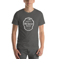 Deluxe Bourbon Whiskey / Merchants Distilling (design 4 white) - Terre Haute Indiana  -  Short-Sleeve Unisex T-Shirt - EdgyHaute