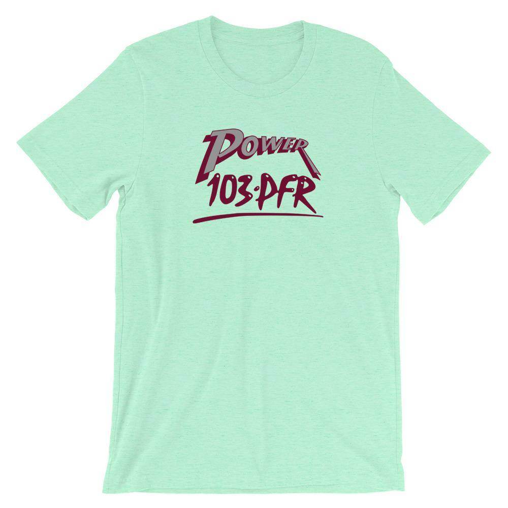 WPFR 103 - Power 103 (gray/maroon) - Terre Haute Indiana  -  Short-Sleeve Unisex T-Shirt - EdgyHaute