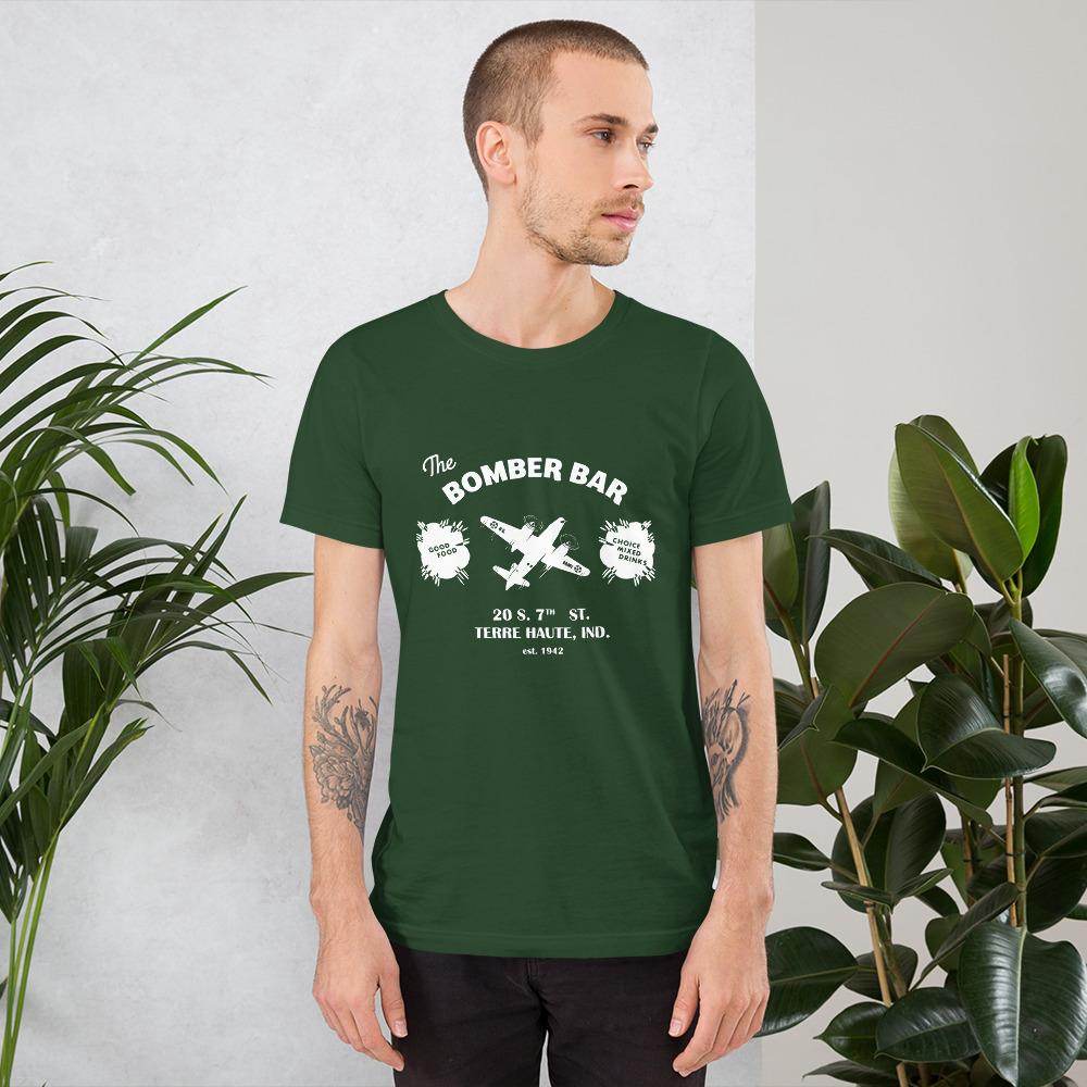 The Bomber Bar (white) - Terre Haute Indiana  -  Short-Sleeve Unisex T-Shirt - EdgyHaute