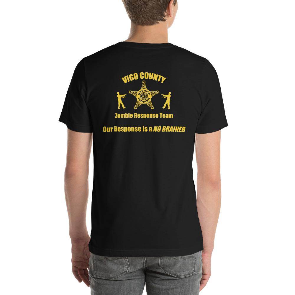 IN-Vigo County-Vigo County Sheriff-Zombie Response Team (yellow) - Short-Sleeve Unisex T-Shirt - EdgyHaute
