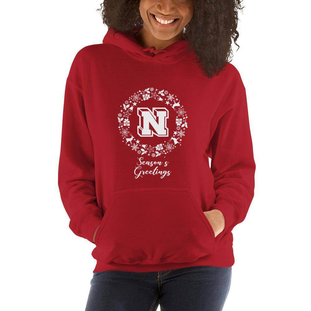 Terre Haute North HS Patriots - Season's Greetings wreath (white)  -  Unisex Hoodie - EdgyHaute