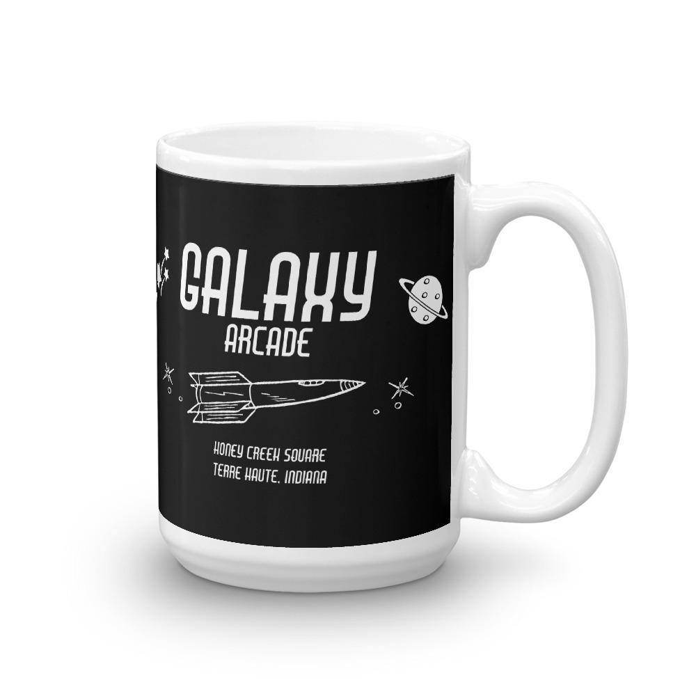 Galaxy Arcade (white on black) - Terre Haute Indiana  -  Coffee Mug - EdgyHaute