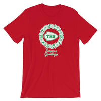 Terre Haute South HS Braves - Season's Greetings wreath (green/white)  - Short-Sleeve Unisex T-Shirt - EdgyHaute