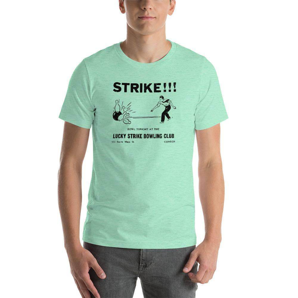 Lucky Strike Bowling Alley - Design 2 (black) - Clinton Indiana   -  Short-Sleeve Unisex T-Shirt - EdgyHaute