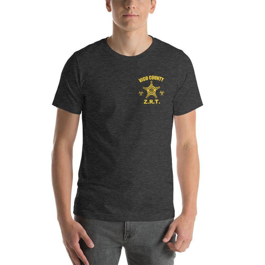 IN-Vigo County-Vigo County Sheriff-Zombie Response Team (yellow) - Short-Sleeve Unisex T-Shirt - EdgyHaute