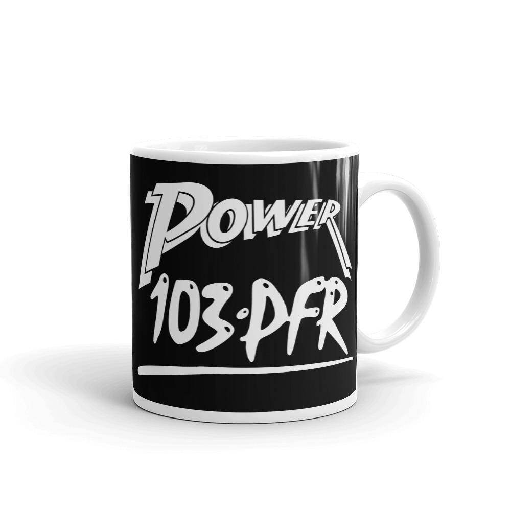 WPFR 103 - Power 103 (white/black) - Terre Haute Indiana  -  Coffee Mug - EdgyHaute