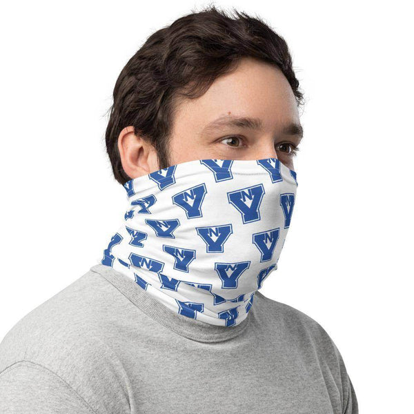 North Vermillion Jr/Sr HS Neck Gaiter - blue on white - EdgyHaute