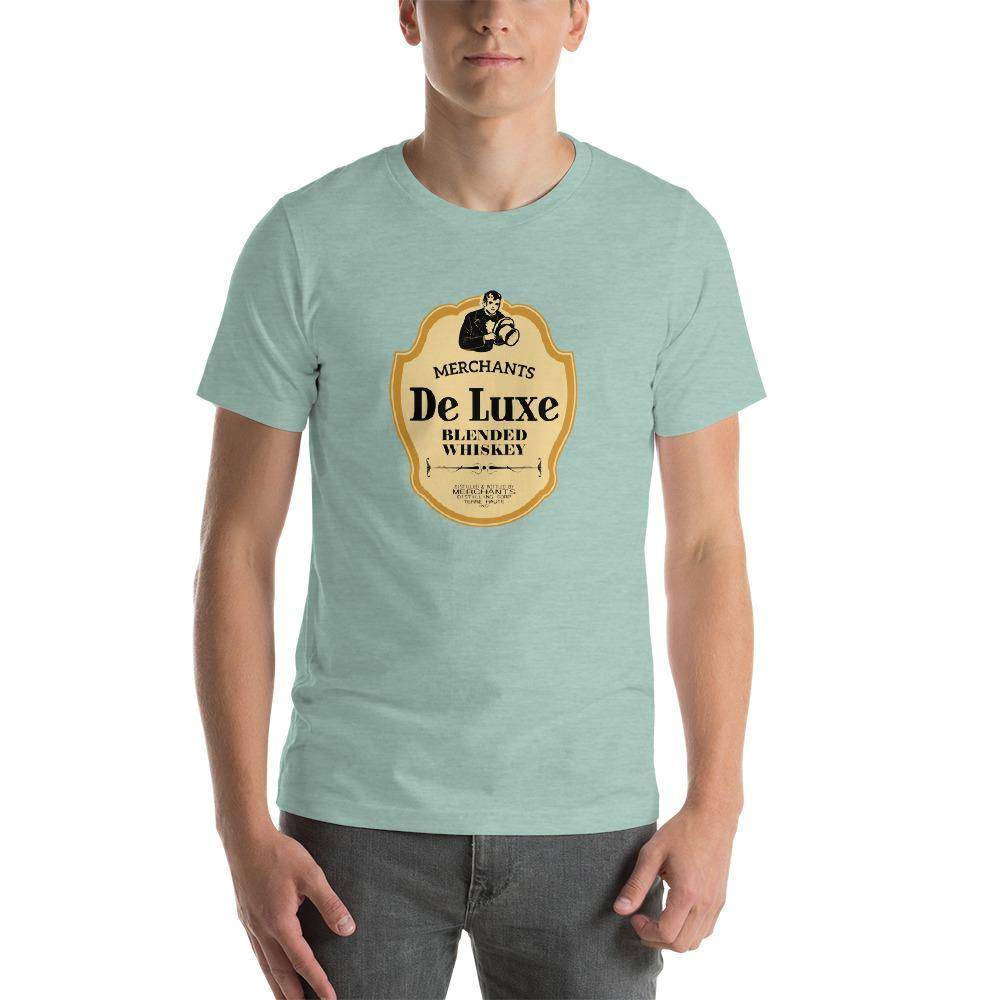 Deluxe Bourbon Whiskey/Merchants Distilling (design 4) - Terre Haute Indiana - Short-Sleeve Unisex T-Shirt - EdgyHaute