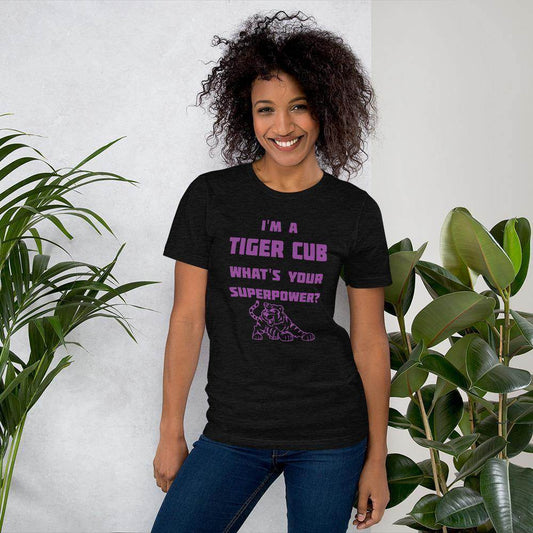 Greencastle HS Tiger Cubs - Superpower (purple)  -  Short-Sleeve Unisex T-Shirt - EdgyHaute