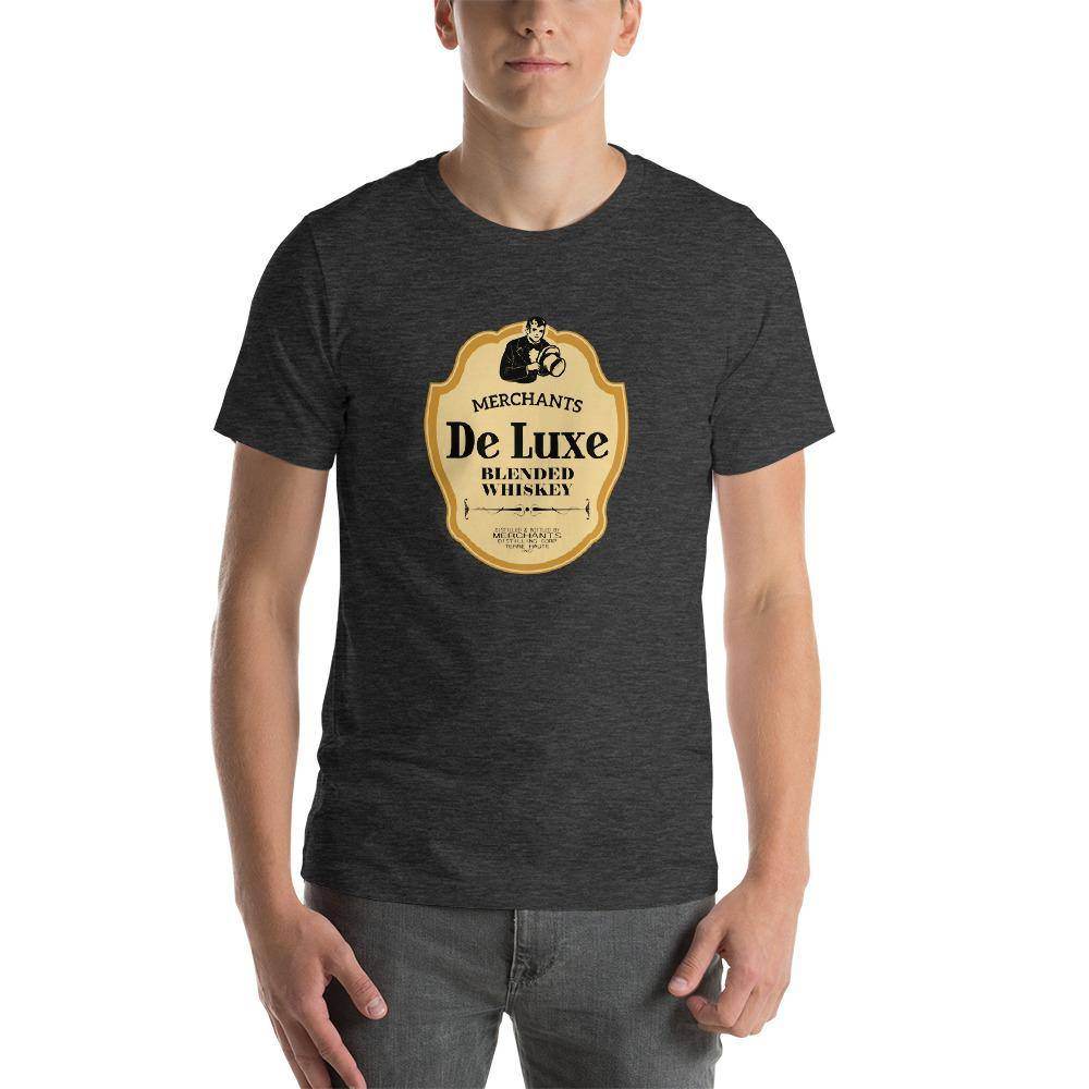 Deluxe Bourbon Whiskey/Merchants Distilling (design 4) - Terre Haute Indiana - Short-Sleeve Unisex T-Shirt - EdgyHaute