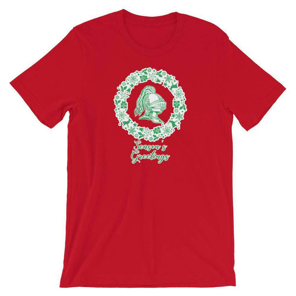 Woodrow Wilson MS Warriors - Season's Greetings wreath (green/white)  -  Short-Sleeve Unisex T-Shirt - EdgyHaute