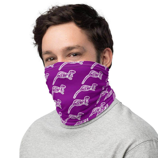 Otter Creek MS Neck Gaiter - white on purple - EdgyHaute