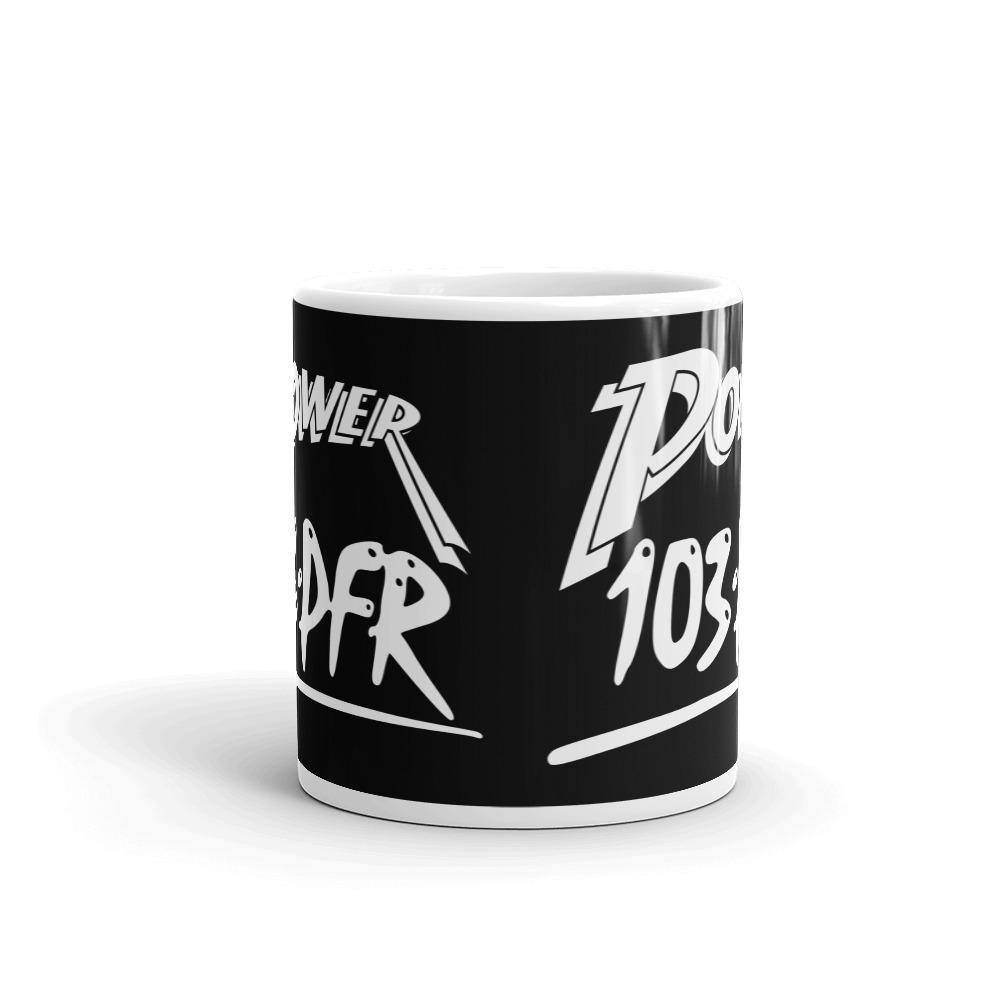 WPFR 103 - Power 103 (white/black) - Terre Haute Indiana  -  Coffee Mug - EdgyHaute