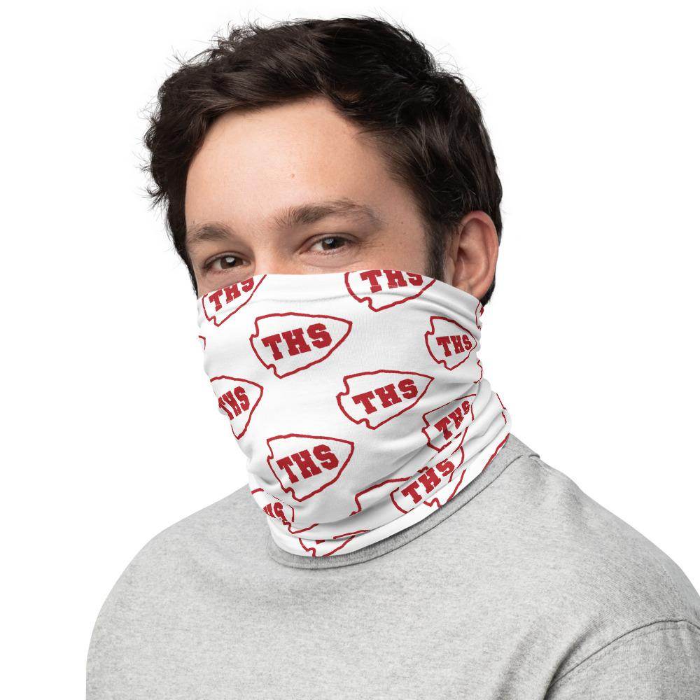 Terre Haute South HS Braves Neck Gaiter - red on white - EdgyHaute