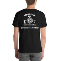 IN-Vigo County-Prairie Creek Fire-Zombie Response Team (white) - Short-Sleeve Unisex T-Shirt - EdgyHaute