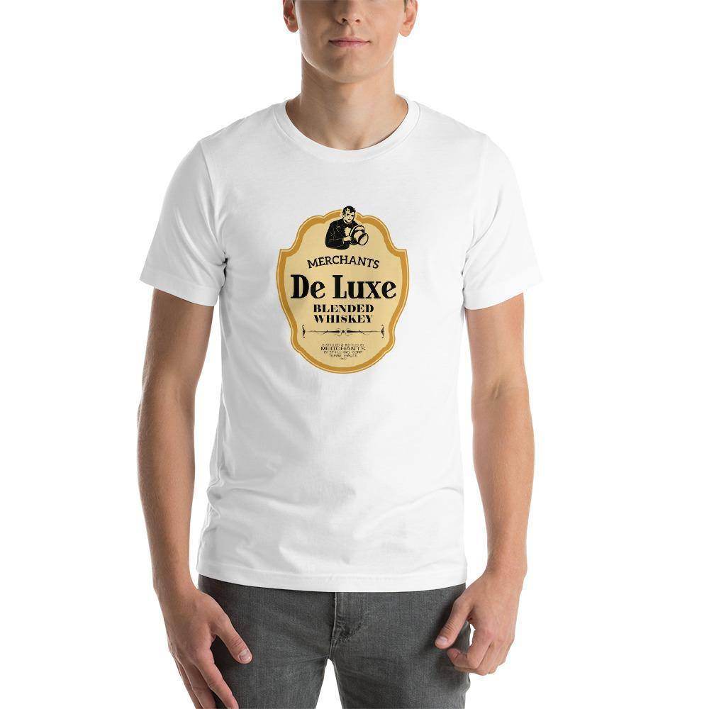 Deluxe Bourbon Whiskey/Merchants Distilling (design 4) - Terre Haute Indiana - Short-Sleeve Unisex T-Shirt - EdgyHaute