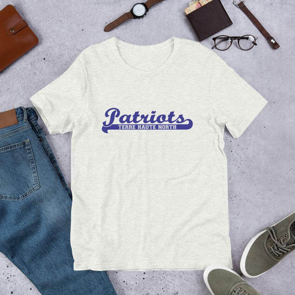 EdgyHaute Terre Haute North HS Patriots - Vintage Logo Shirt (Blue) - Short-Sleeve Unisex T-Shirt Athletic Heather / 4XL