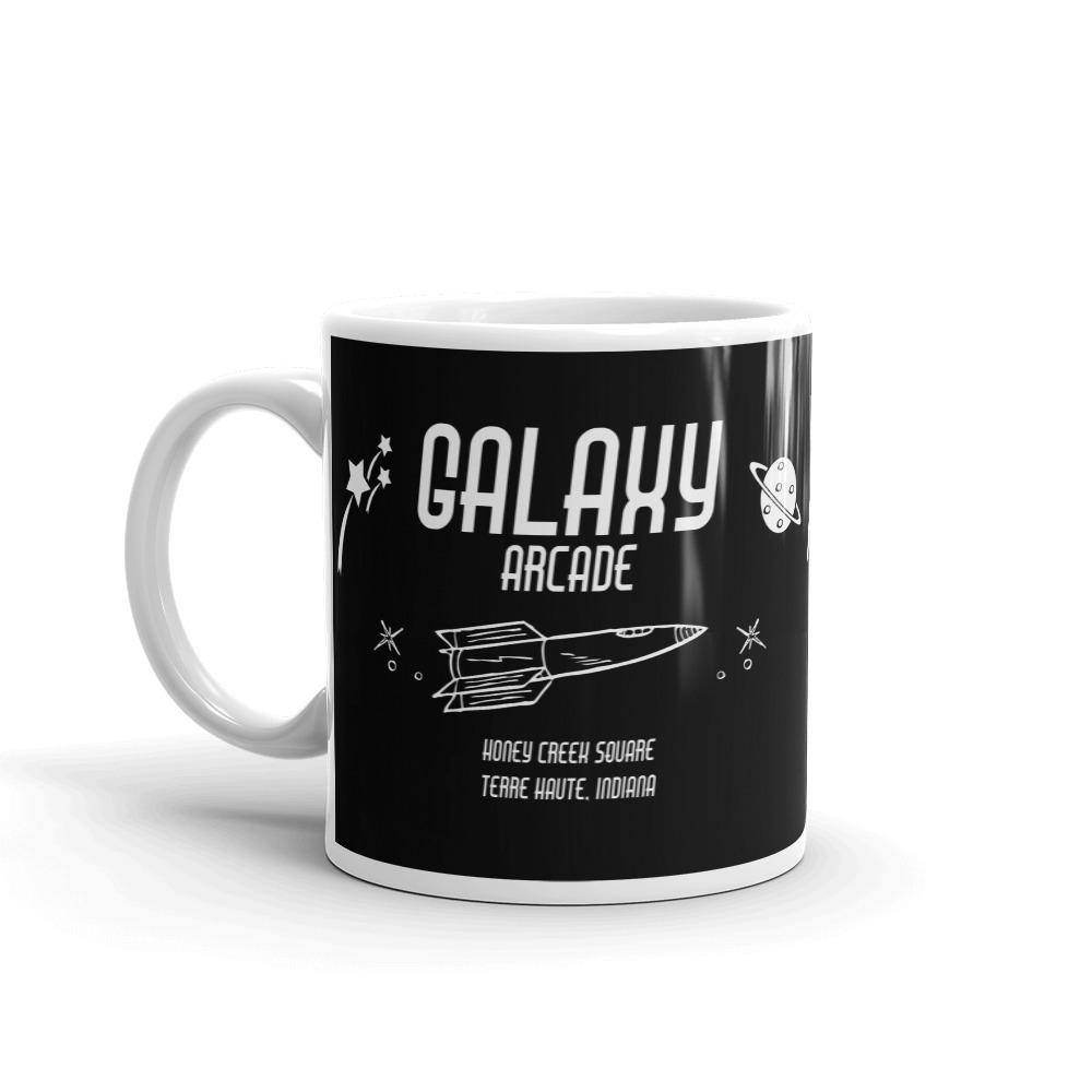 Galaxy Arcade (white on black) - Terre Haute Indiana  -  Coffee Mug - EdgyHaute