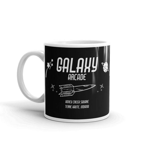 Galaxy Arcade (white on black) - Terre Haute Indiana  -  Coffee Mug - EdgyHaute