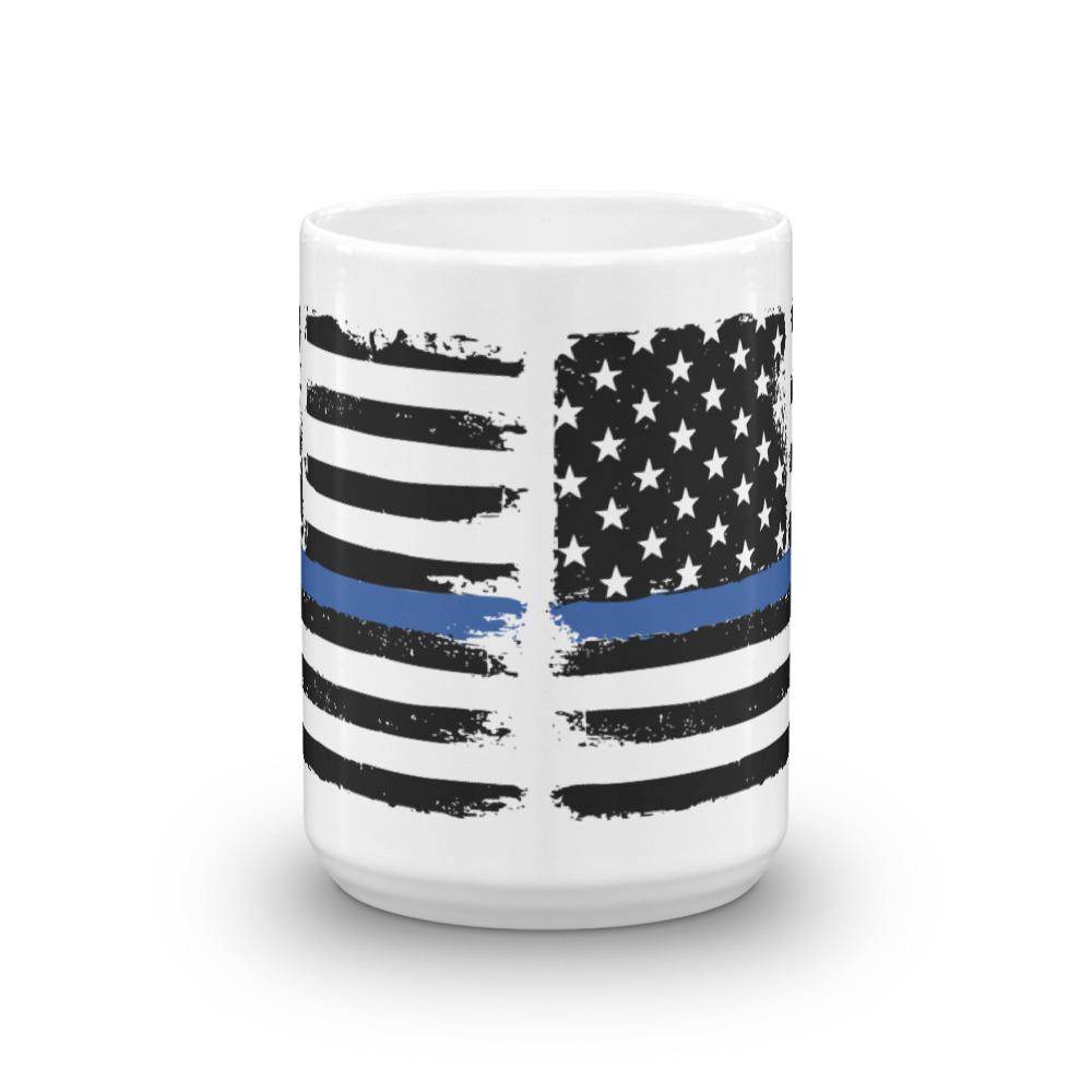 Thin Blue Line - American Flag - Law Enforcement  -  Coffee Mug - EdgyHaute