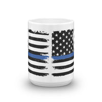 Thin Blue Line - American Flag - Law Enforcement  -  Coffee Mug - EdgyHaute