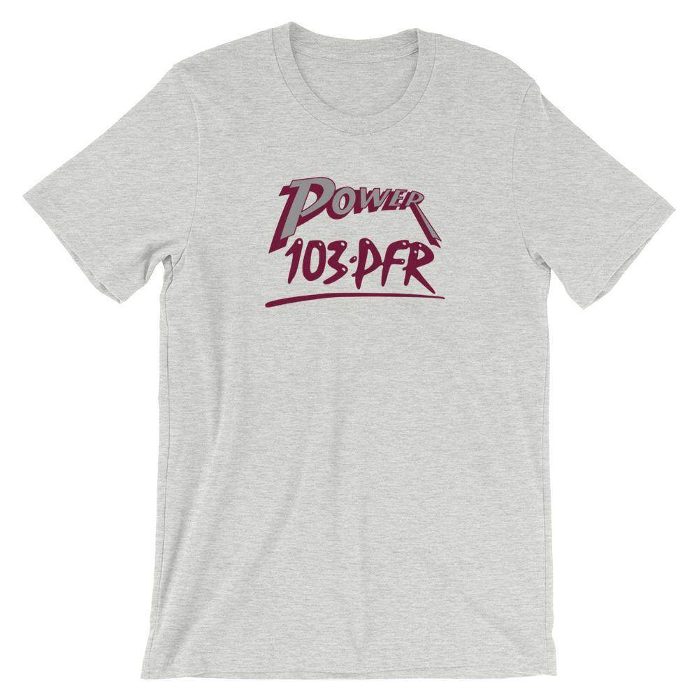 WPFR 103 - Power 103 (gray/maroon) - Terre Haute Indiana  -  Short-Sleeve Unisex T-Shirt - EdgyHaute